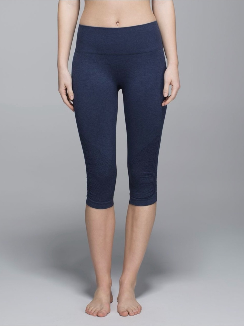 Lululemon In The Flow Crop II Heathered Deep Navy Leggings Size 4